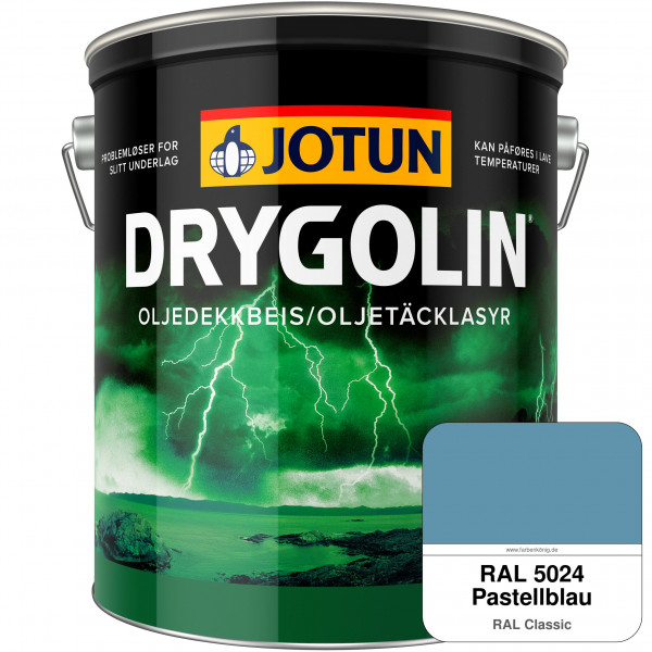 DRYGOLIN Oljedekkbeis - Deckende & wetterbeständige Öllasur für Außen (RAL 5024 Pastellblau)