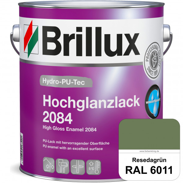 Hydro-PU-Tec Hochglanzlack 2084 (RAL 6011 Resedagrün) wasserbasierter Hochglanzlack für Holz, Zink,