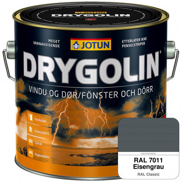 DRYGOLIN Vindu og Dør - wetterbeständige Holzschutzfarbe für Außen (RAL 7011 Eisengrau)