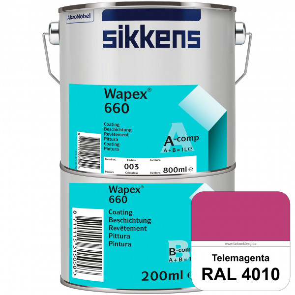 Wapex 660 Set (RAL 4010 Telemagenta) seidenglänzende 2K-Epoxidharzlack für Böden & Wände (innen)