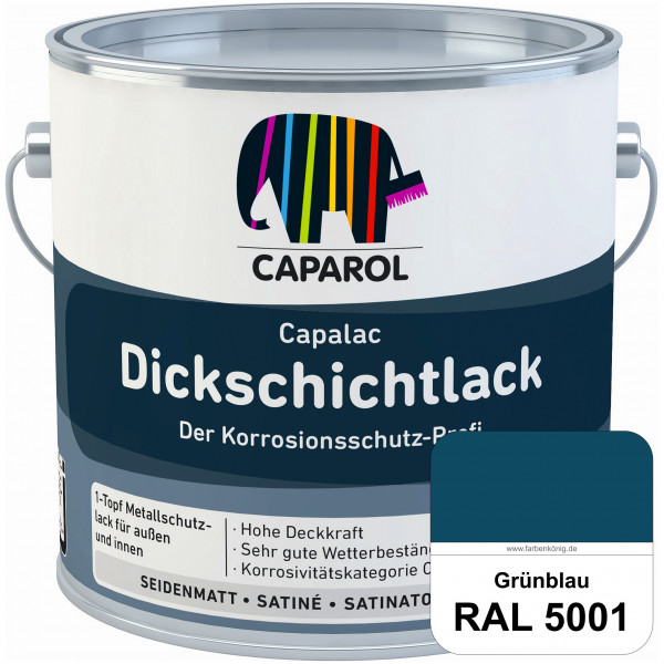 Capalac Dickschichtlack (RAL 5001 Grünblau) 1-Topf Metallschutzlack (löselmittelhaltig) innen & auße