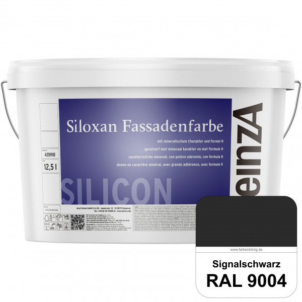 einzA Siloxan Fassadenfarbe (RAL 9004 Signalschwarz) Siliconvergütete Fassadenfarbe