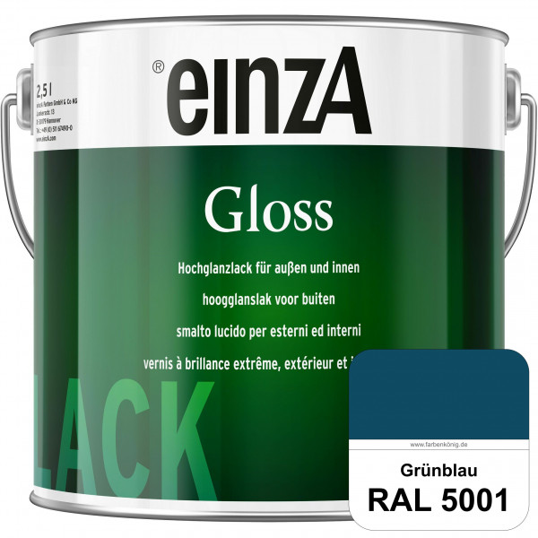 einzA Gloss (RAL 5001 Grünblau) Hochwertiger Alkydharzlack in Premium-Qualität, hochglänzend.