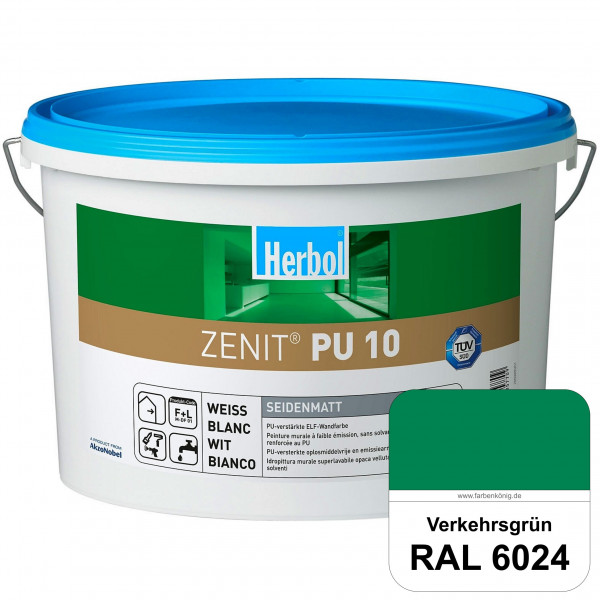Zenit PU 10 (RAL 6024 Verkehrsgrün) seidenmatte und strapazierfähige PU-Wandfarbe