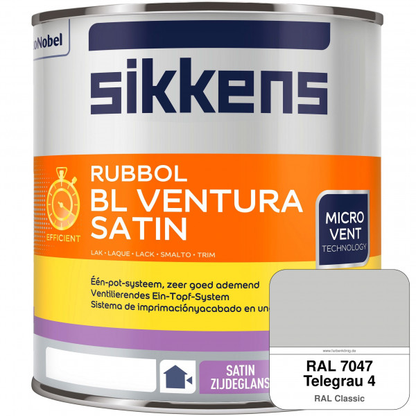 Rubbol BL Ventura Satin NEU (RAL 7047 Telegrau 4) Seidenglanzlack (wasserbasiert) Fenster außen
