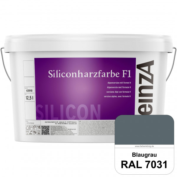 einzA Siliconharzfarbe F1 (RAL 7031 Blaugrau) Universal Siliconharz-Fassadenfarbe, kalkmatt, wetterb