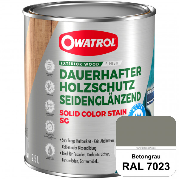 Solid Color Stain SG (RAL 7023 Betongrau) deckende und seidenglänzende Wetterschutzfarbe außen