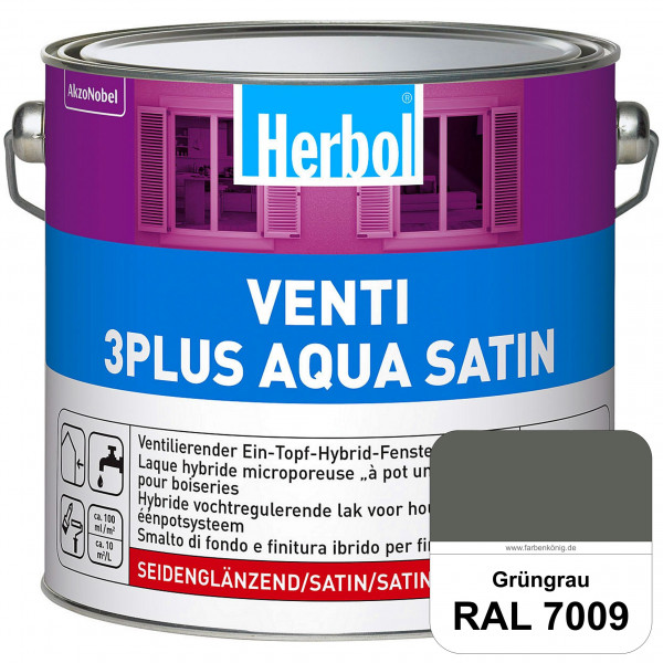 Venti 3Plus Aqua Satin (RAL 7009 Grüngrau) wasserbasierter & feuchtigkeitregulierender Ein-Topf-Fens
