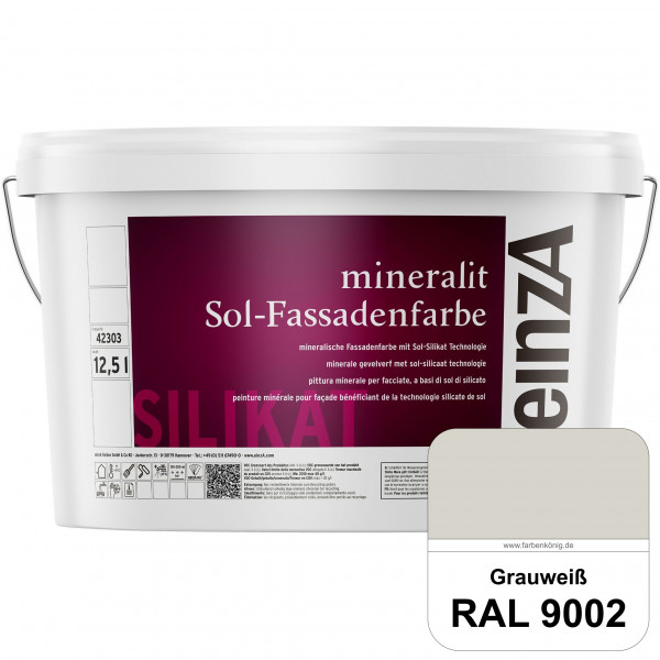 einzA mineralit Sol Fassadenfarbe (RAL 9002 Grauweiß) mineralische Fassadenfarbe mit Sol-Silikat Tec