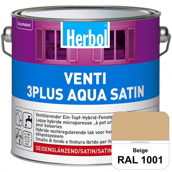Venti 3Plus Aqua Satin (RAL 1001 Beige) wasserbasierter & feuchtigkeitregulierender Ein-Topf-Fenster