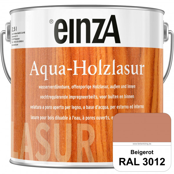 einzA Aqua-Holzlasur (RAL 3012 Beigerot) wasserverdünnbare offenporige Holzlasur für Holzbauteile
