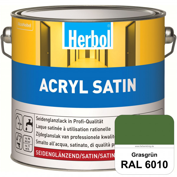 Acryl Satin (RAL 6010 Grasgrün) wasserverdünnbarer seidenglänzender Lack (Innen & Außen)
