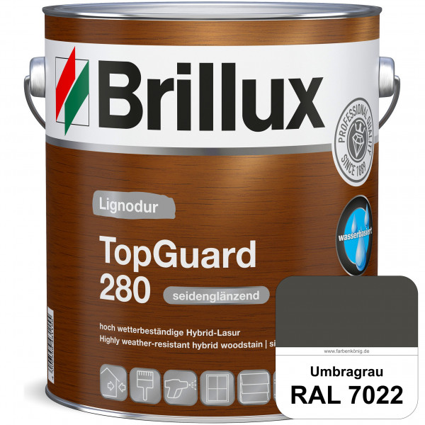 TopGuard 280 (RAL 7022 Umbragrau) wasserbasierte, wetterbeständige und seidenglänzende Hybridlasur (