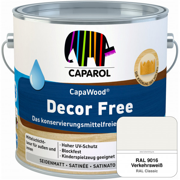 CapaWood® Decor Free (RAL 9016 Verkehrsweiß) - ersetzt Capadur DecorLasur KF