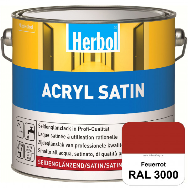 Acryl Satin (RAL 3000 Feuerrot) wasserverdünnbarer seidenglänzender Lack (Innen & Außen)