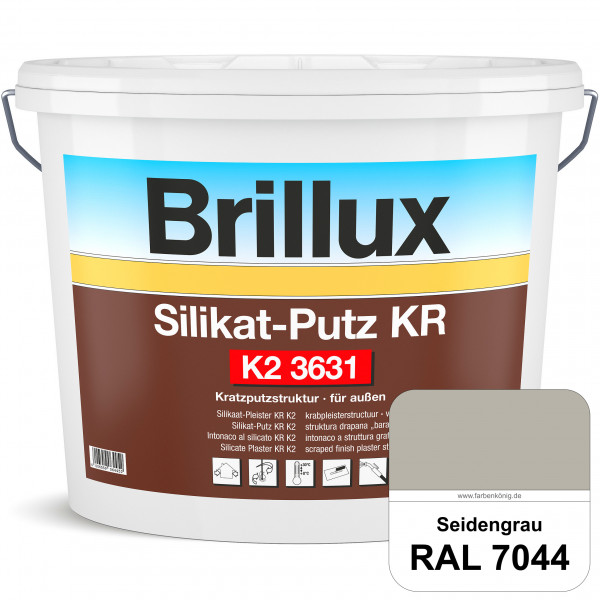 Silikat-Putz KR K2 3631 (RAL 7044 Seidengrau) Dekorativer Kratzputz auf Silikatbasis