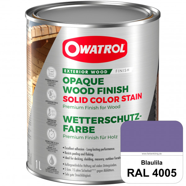 Solid Color Stain (RAL 4005 Blaulila) deckende und matte Wetterschutzfarbe außen
