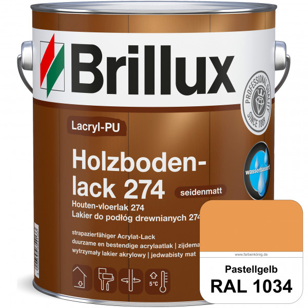 Lacryl-PU Holzbodenlack 274 (RAL 1034 Pastellgelb) hochwertige & widerstandsfähige, deckende Versieg