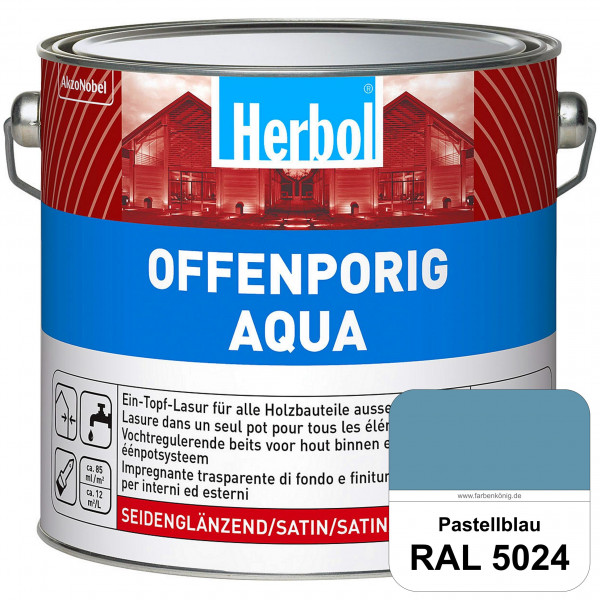 Offenporig Aqua (RAL 5024 Pastellblau) Wasserverdünnbar & hochwertige Ein-Topf-Holzlasur - Feuchtesc