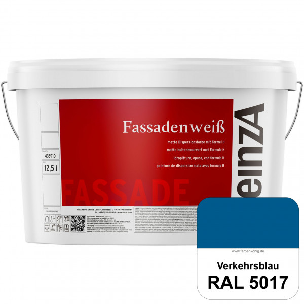 einzA Fassadenweiß (RAL 5017 Verkehrsblau) Sil-Fassadenfarbe gegen Schmutz & Vergrünung