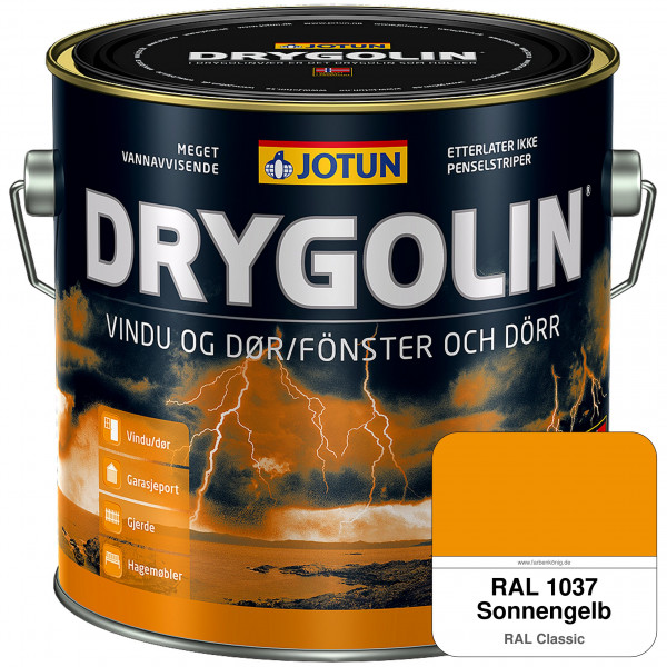 DRYGOLIN Vindu og Dør - wetterbeständige Holzschutzfarbe für Außen (RAL 1037 Sonnengelb)