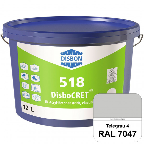 DisboCRET 518 1K-Acryl-Betonanstrich, elastifiziert (RAL 7047 Telegrau 4) Tieftemperaturelastischer,