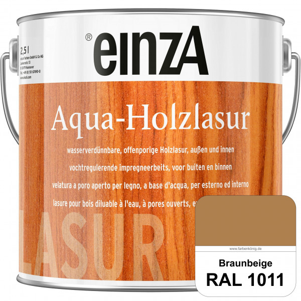 einzA Aqua-Holzlasur (RAL 1011 Braunbeige) wasserverdünnbare offenporige Holzlasur für Holzbauteile