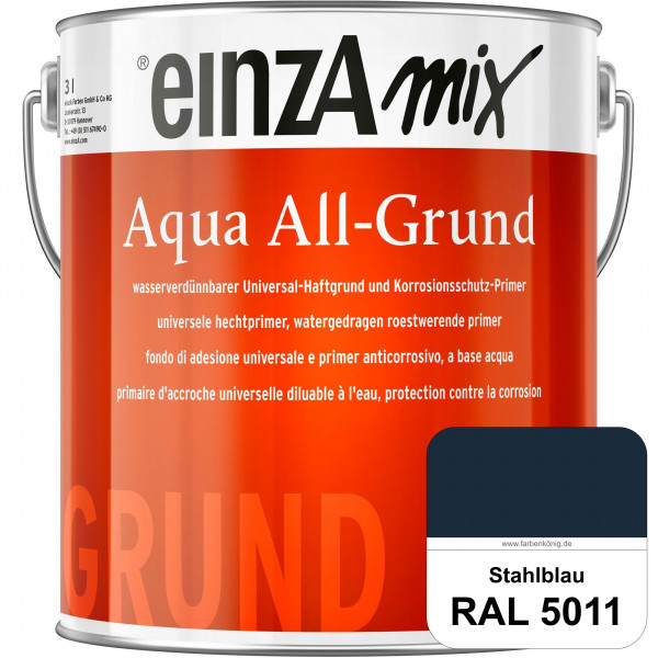 einzA Aqua All-Grund (RAL 5011 Stahlblau) Wasserverdünnbarer Haftgrund & Korrosionsschutz-Primer