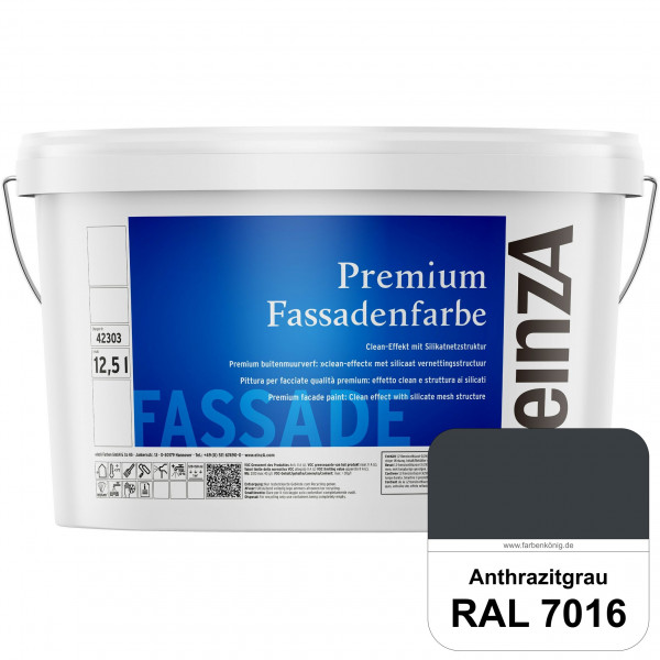 einzA Premium Fassadenfarbe (RAL 7016 Anthrazitgrau) Hochwertige Fassadenfarbe mit Clean-Effekt
