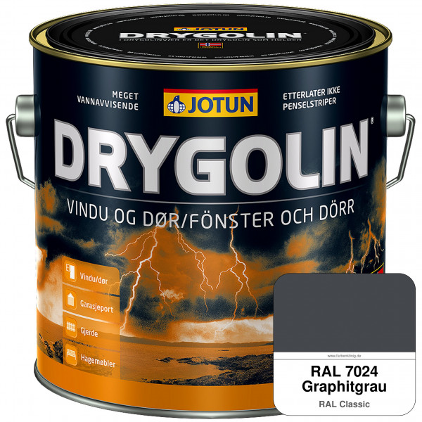 DRYGOLIN Vindu og dør - wetterbeständige Holzschutzfarbe für Außen (RAL 7024 Graphitgrau)