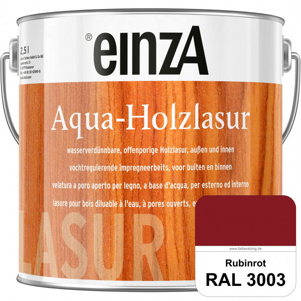 einzA Aqua-Holzlasur (RAL 3003 Rubinrot) wasserverdünnbare offenporige Holzlasur für Holzbauteile